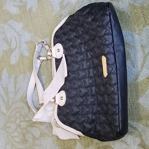 Betsy Johnson Black and Cream Shoulder Bag